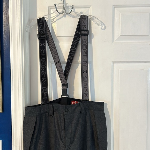Men’s Under Armour Gray Nylon & Polyester Ski Pants with Suspenders Size Large - Picture 2 of 11
